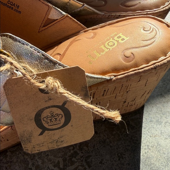 Born Metallic Silver Crisscross Wedge Slide Sandals - Picture 2 of 2